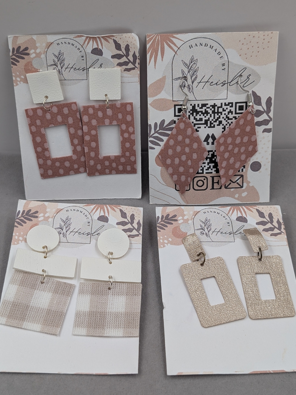 Handmade by Heisler 4 Pair Lightweight Neutral Statement Earrings Bundle | 1126